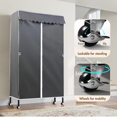 Metal Clothes Organizer Heavy Duty Clothing Garment Rack Closet Storage Shelf US