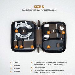 Genuine Leather Portable Electronic Organizer Travel Cable Storage Bag Cord Case