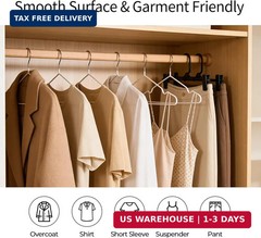 Clothes Hangers 30 Pack, 16″ Non-Slip Rubber White Metal Coat Hanger Heavy Duty