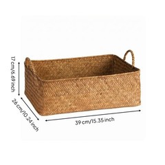 Handwoven Straw Container Braided Woven Basket Natural Material for Countertop