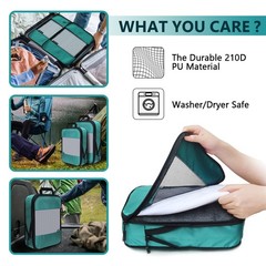 Compression Packing Cubes Set – 5 Lightweight Luggage Organizers bags for Travel