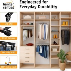 30 Pack Pants Hangers – 10 Inch Slim Plastic Clothes Hangers with Clips for Skir
