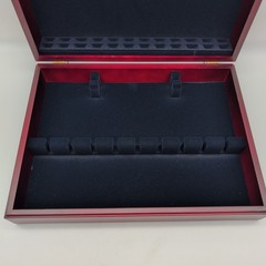 Cutlery Canteen Case Empty Wooden Flatware Box Dark Red With Blue Lining Storage