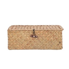 9.1 Inch Rectangular Shape Seagrass Storage Basket with Lid Hand Woven Small …