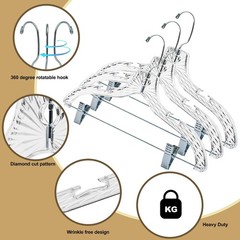 96 Quality Hangers Skirt Clear Plastic Hangers – Crystal Cut Hangers for Clothes