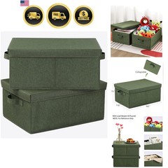 Storage Bins with Lids for Organizing, Pack of 2, Storage Boxes with 2 Carryi…