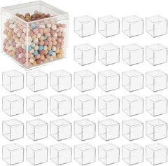 36PCS Mini Clear Acrylic Boxes with Lids for Jewelry, Candy & Beads Storage