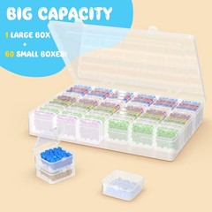 Extra Large Bead Organizer, 61 PCS Small Plastic Craft Storage Box with Hinge…