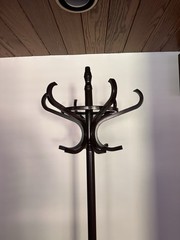Free Standing Coat Rack Rotating Umbrella Stand Walnut Colored Solid Wood