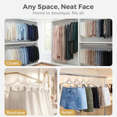 Clear Plastic Pants Hangers 12 Pack, Set Hanger for Tops and Bottoms, Non Slip S