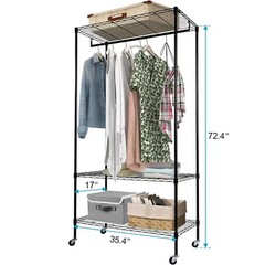 Metal Clothes Organizer Heavy Duty Clothing Garment Rack Closet Storage Shelf US