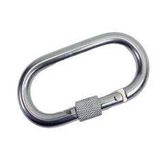 1/4″ Carabiner Clip Spring Snap Hook Oval Shape W/ Lock Nut Stainless Steel T316