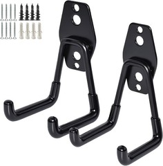 Industrial Black U Hooks – 40 lbs Capacity Garage Tool Organizers (2-Pack)