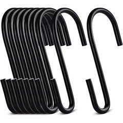 20 PCS 2.4 Inch Black S Hooks Alloy Steel Hanger 0.88 Inch Opening Kitchen