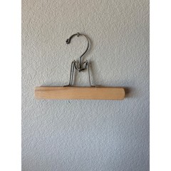 Vintage Wood Pants Skirt Hanger Natural Beechwood Metal Clamp Grip 9.5 Inch