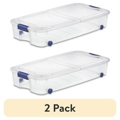 (2 pack) Sterilite 66 Quart Ultra Storage Box, Clear Underbed Storage Free Ship
