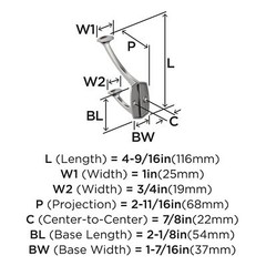 H3700126 | Vicinity Double Prong Decorative Wall Hook | Polished Chrome Hook …