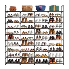 10-Tier Large Capacity Metal Shoe Rack 80-Pair Shoe Storage Organizer – Black
