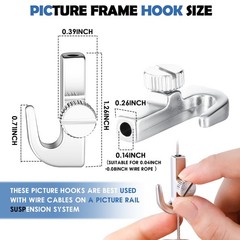 Hicarer 12 Pcs Adjustable Hooks for Gallery Picture Hanging System Silver