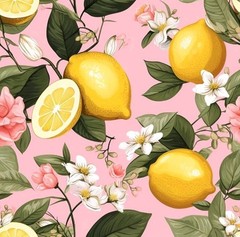 VEELIKE 17.7″W x 118″L Pink Lemon Citrus Wallpaper Stick & Peel Waterproof Paper