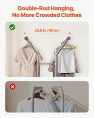 Uimoso Rolling Clothes Rack Garment Rack with Wheels & Storage Adjustable Height