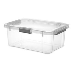 HingeLID Storage Box Clear Bin W/ Latch Lid Comfort Grip Handles 6 Count New US