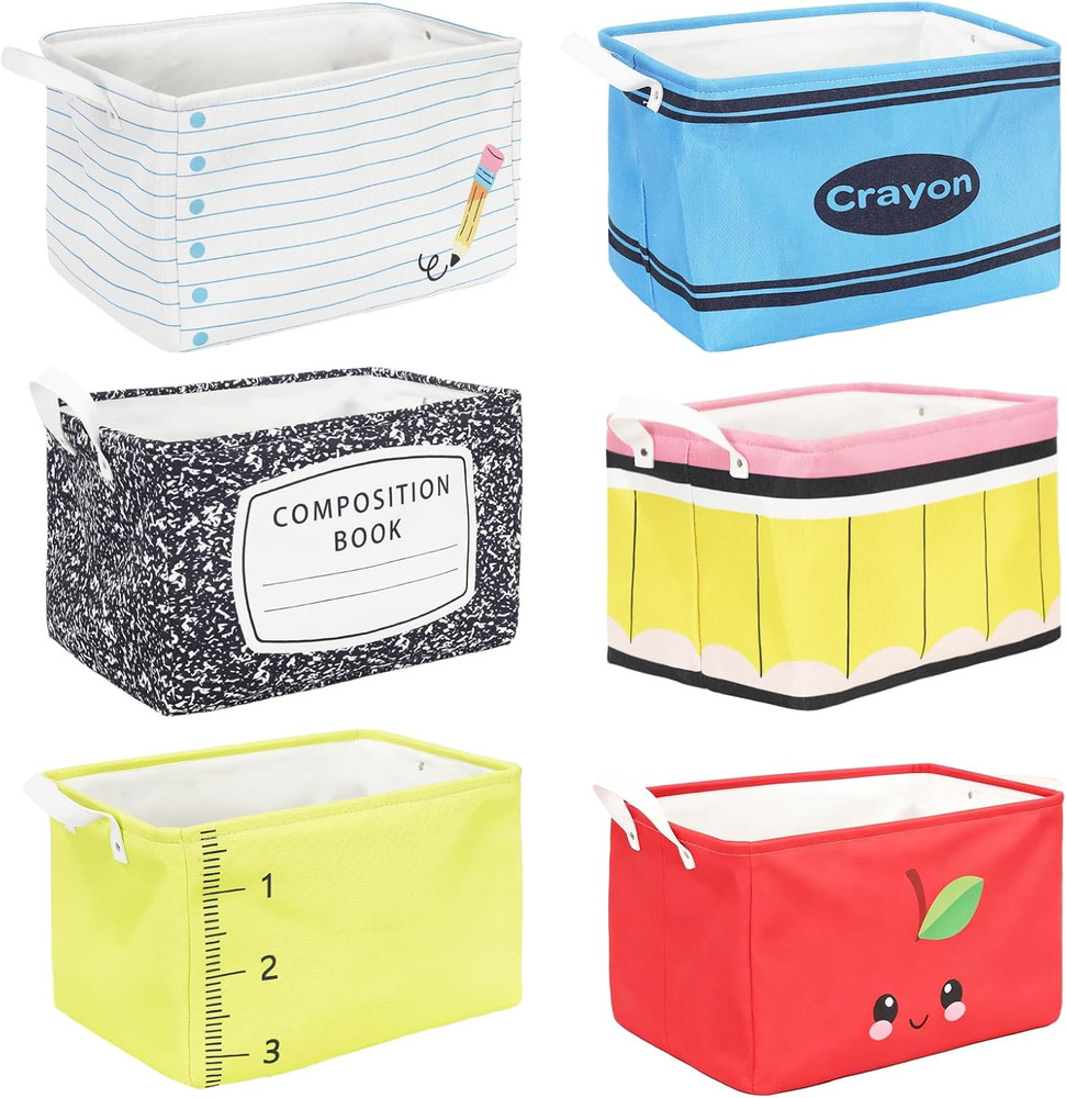 6 Pcs Collapsible Storage Baskets for School, Toys & Laundry Organization
