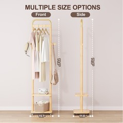 Solid Wood Coat Rack Stand 71in Tall Entryway Hall Tree Hanger Natural Walnut