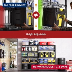 IZEUK 5-Tier Heavy Duty Metal Storage Shelving Unit (Black, 17.7″ D x 47.2″ W x