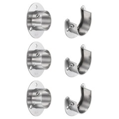 6Pcs Closet Pole Sockets, 1-1/2″ x 0.9″ Flange Rod Holder, Silver
