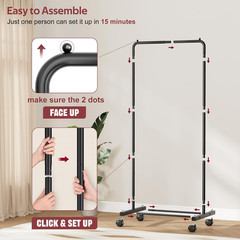 Small Clothing Rack with Wheels, Portable Clothes Racks for Hanging Clothes, 56″
