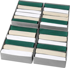 4 Packs T-Shirt Drawer Organizers for Clothing,10 Grids Compartment Wardrobe Sto
