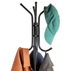 Coat Rack Hall Tree Black Metal Freestanding 69 in. H x 16.5 in. W x 14.75 in. D