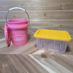 Lowe’s Teeny Tote Mini Storage Container & Lowes Tiny Bucket w/Lid NEW HTF