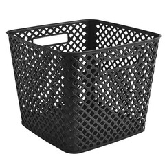 Decorative Plastic Storage Basket Cube Black Organizer Bin 13×11 Inches