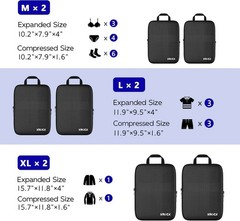 6-Piece Travel Compression Packing Cubes Set Luggage Organizer Bags for Carry-On