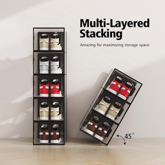 12 Pack X-Large Shoe Storage Box Clear Stackable Organizer Size 11