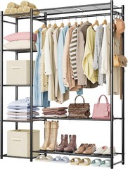 HOMIDEC Portable Wardrobe Closet, 4-Tier Shelves, Steel Clothing Rack