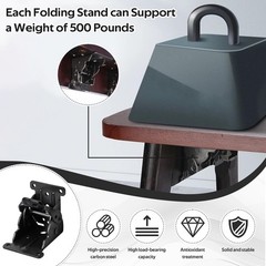 4 Pack Folding Table Leg Brackets with -Locking Hinges 0-90°, Folding Shelf B…