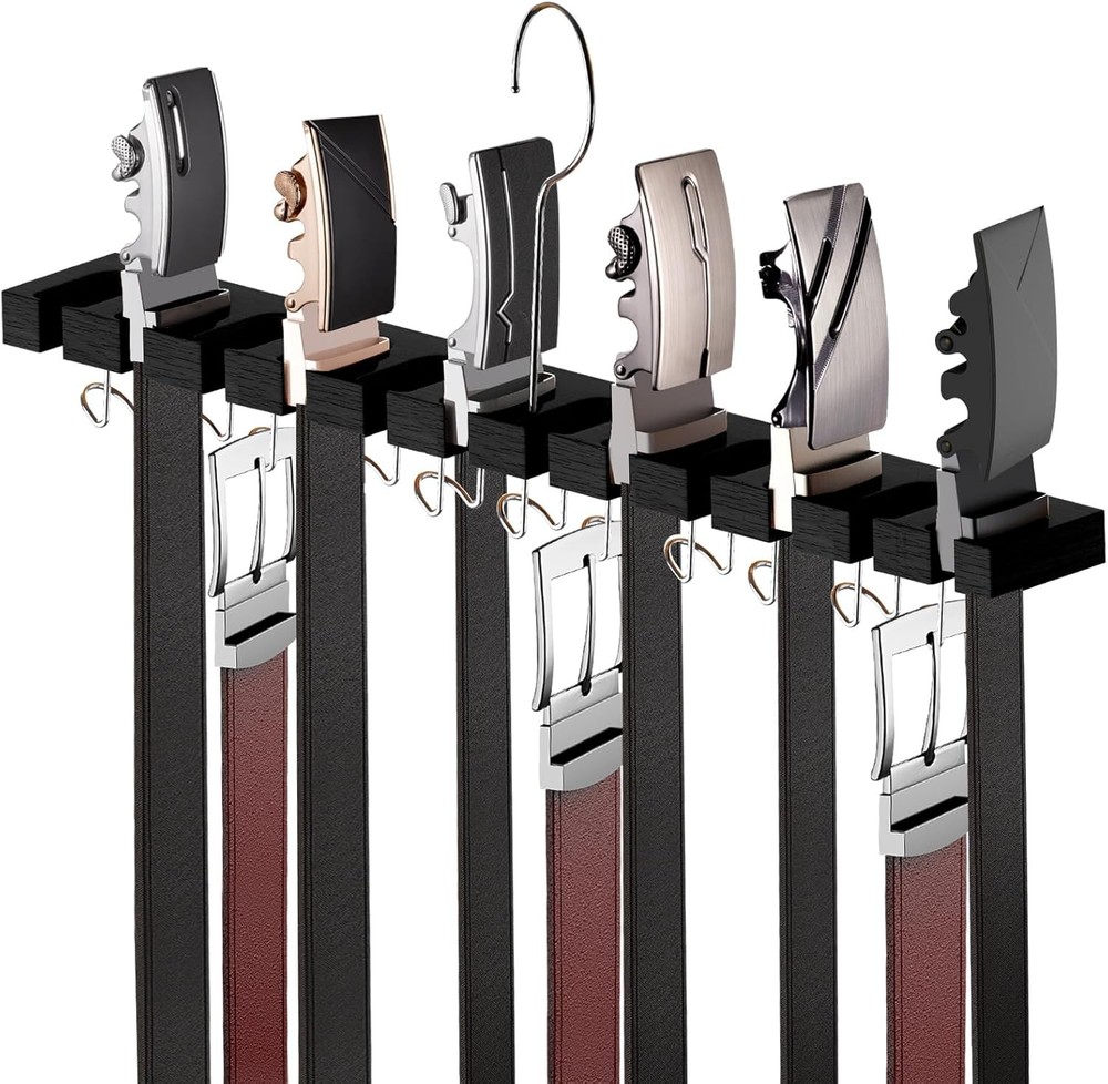 Belt Hanger for Closet Max 42 Belts, 2-in-1 Wall Mount Belt Organizer with 360°
