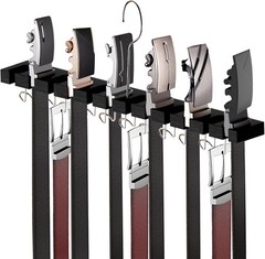 Belt Hanger for Closet Max 42 Belts, 2-in-1 Wall Mount Belt Organizer with 360°