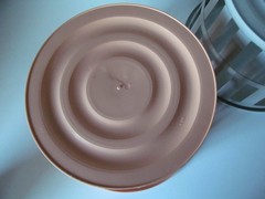 Vtg Round Plastic Baskets Storage Organizing Peach Gray Lot of 3 Mini Laundry