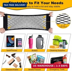 PIFOOG 4Pcs Car Storage Net Pockets, Stretchable Mesh Cargo Net Organizer with A