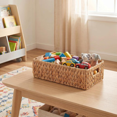 Natural Water Hyacinth Storage Baskets, Set of 2, Hand-Woven Farmhouse Style