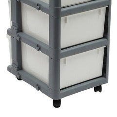 16.5*13.3*34.5in White/ Grey Rectangular PP 4-Drawer Organizer With Tray Top
