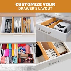 6-Pack Drawer Dividers – 6 Inches High, Adjustable 11 to 17 Inches Bamboo Dra…