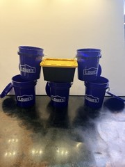 Lowes (5) Blue W/Lids Mini Buckets W/ (1) Teeny Tote Package