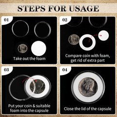 41mm Clear Plastic Coin Capsules, Silver Dollar Coin Holder, 60PCS Coin Box US