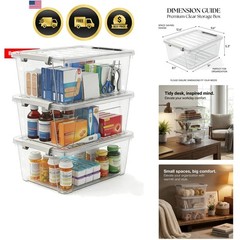 Storage Bins Plastic Organizer Containers with Lids Waterproof Stackable 8 Qu…