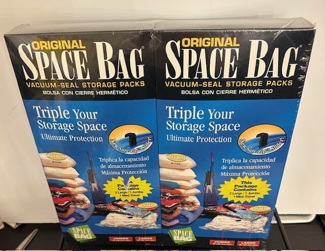 Original Space Bag~ Vacuum Seal & Storage Packs~ 4 Large~2Jumbo~2 Medium Travel~